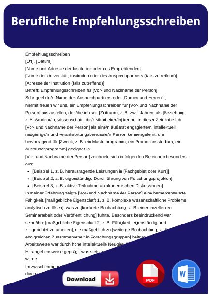 berufliche empfehlungsschreiben muster