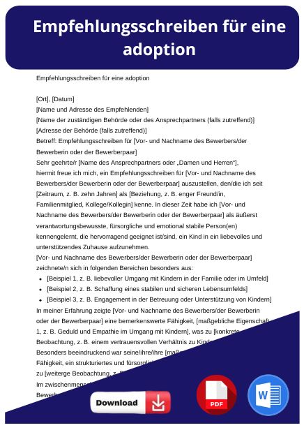 empfehlungsschreiben adoption