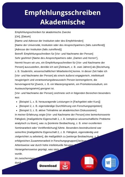 empfehlungsschreiben akademische muster