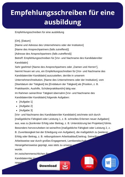 empfehlungsschreiben ausbildung