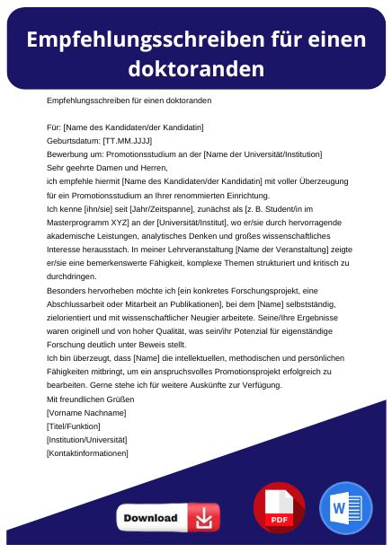 Empfehlungsschreiben doktorand