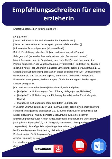 empfehlungsschreiben erzieherin
