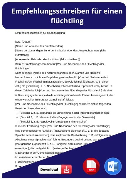 empfehlungsschreiben flüchtling muster