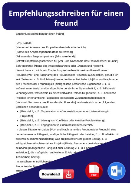 empfehlungsschreiben freund