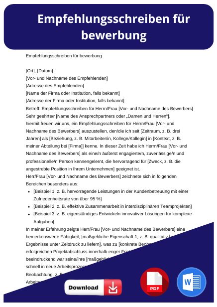 empfehlungsschreiben für bewerbung muster