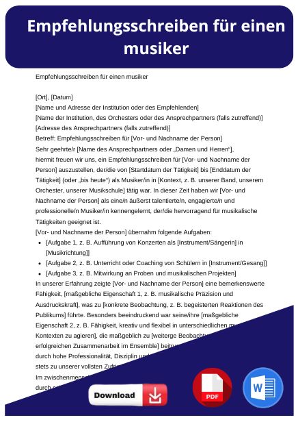 empfehlungsschreiben für musiker
