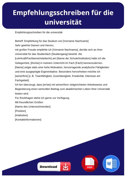 Empfehlungsschreiben für universität