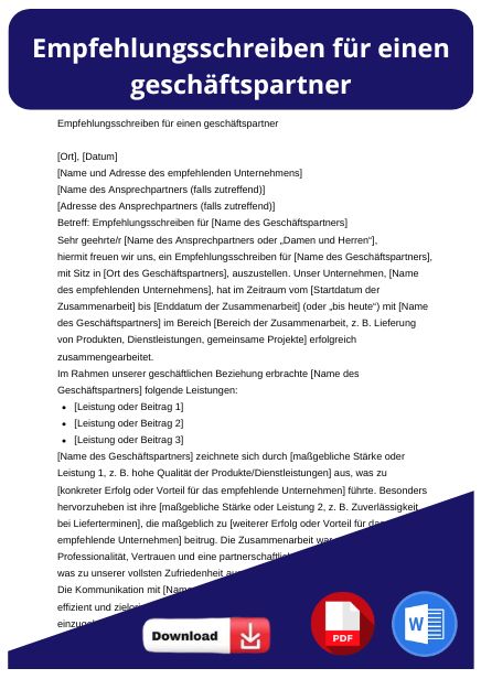 empfehlungsschreiben geschäftspartner