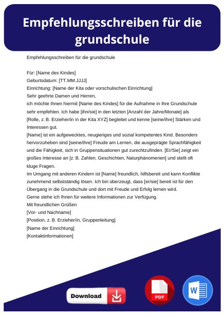 Empfehlungsschreiben grundschule