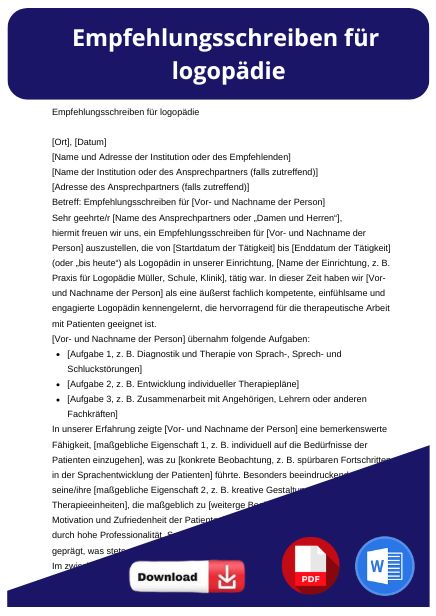 empfehlungsschreiben logopädie muster