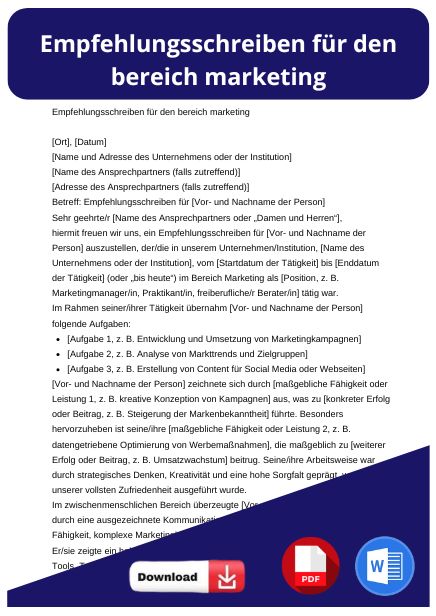 empfehlungsschreiben marketing