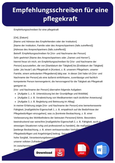 empfehlungsschreiben pflegekraft
