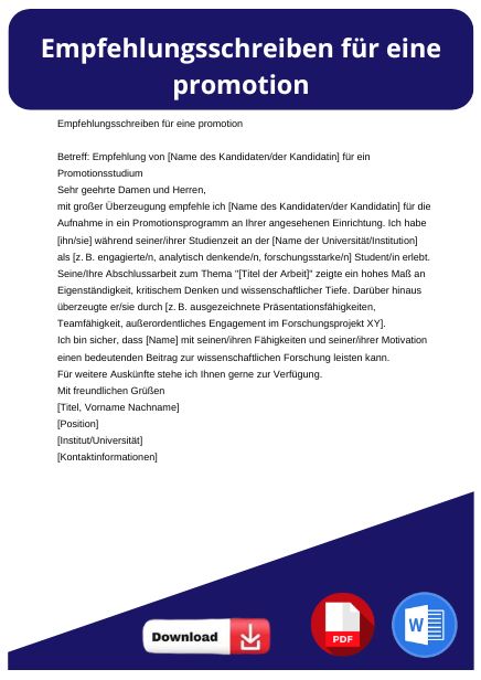 Empfehlungsschreiben promotion