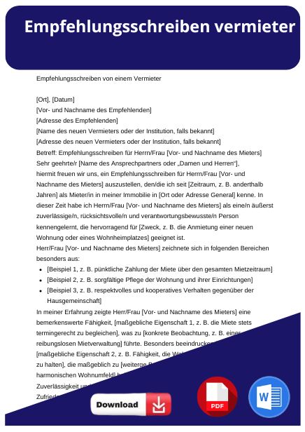 empfehlungsschreiben vermieter muster