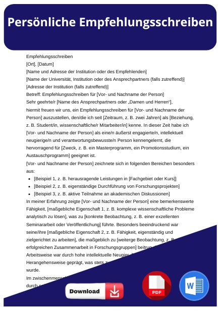 Persönliche Empfehlungsschreiben